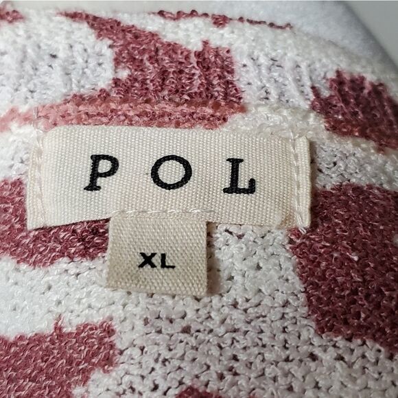 Pol Raspberry Leo Lightweight V-neck Loose Fit Side Slit Knit Sweater - Picture 12 of 13